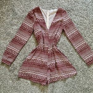 Lush maroon patterned romper